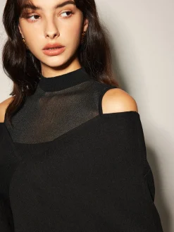2 in 1 Cold-Shoulder Knit Top