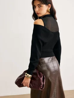 2 in 1 Cold-Shoulder Knit Top