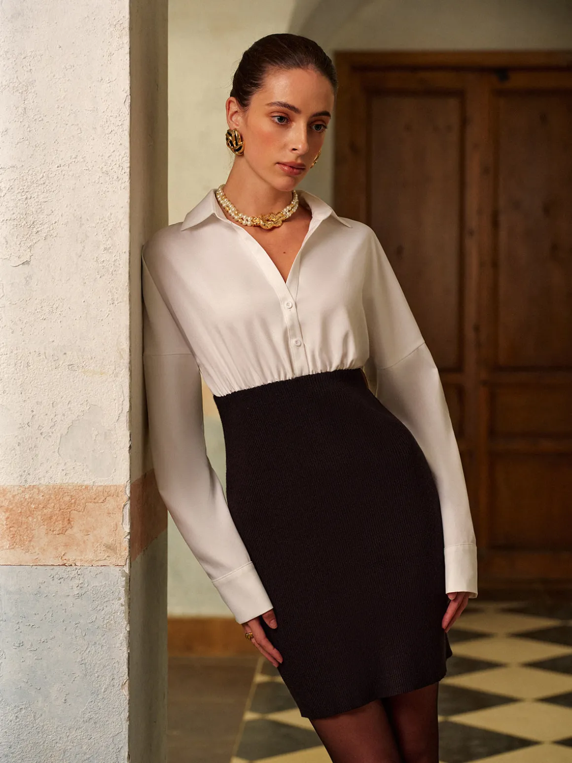 2 in 1 Color Block Polo Dress