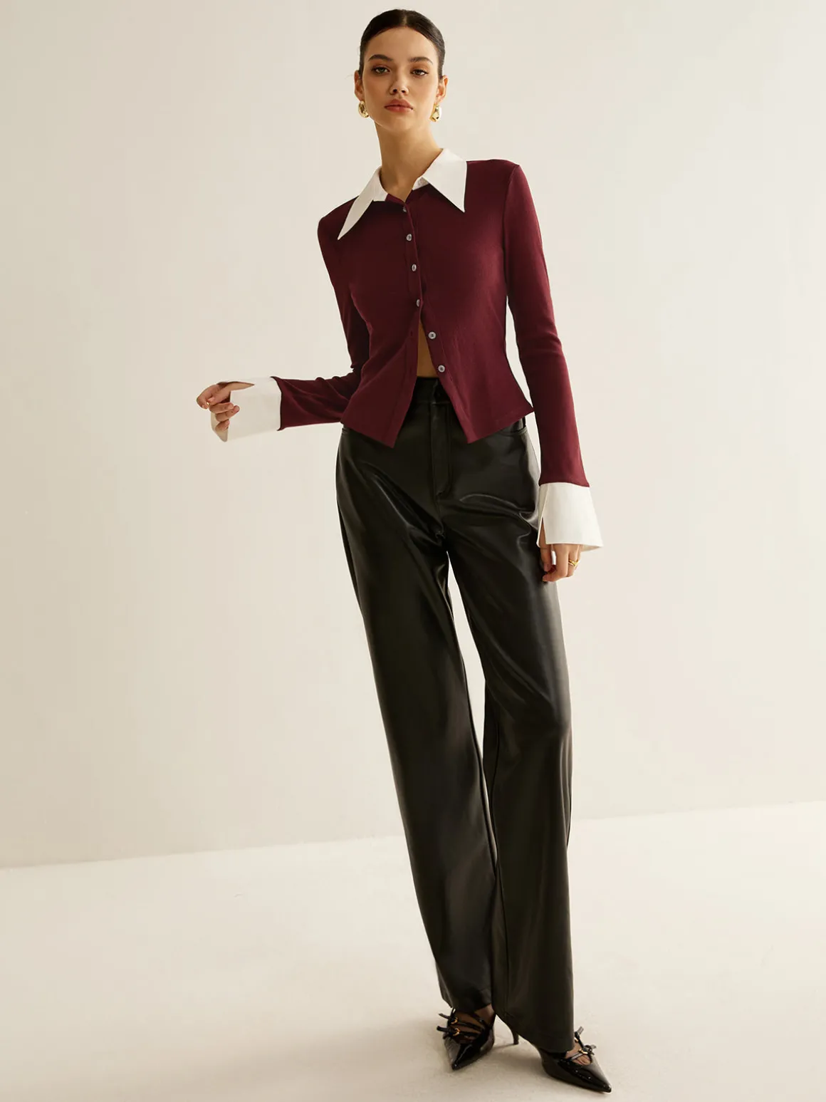 2 in 1 Contrast Binding Button Shirt