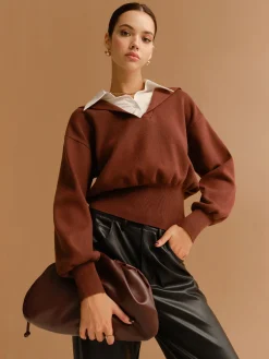 2 in 1 Lapel Cinched Sweater