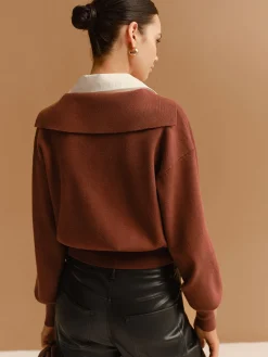 2 in 1 Lapel Cinched Sweater