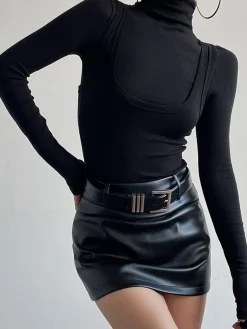 2 in 1 Mock Neck Jersey Top