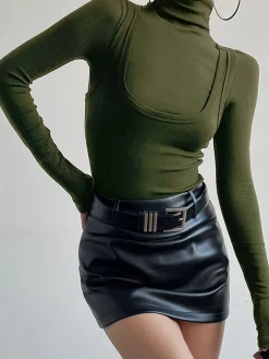 2 in 1 Mock Neck Jersey Top