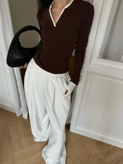 2 in 1  V-Neck Contrast Trim Jersey Top