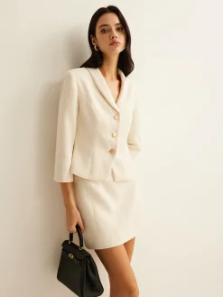 3/4 Length Sleeve Tweed Blazer