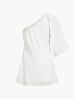 Aegean Cotton Linen One Sleeve Short Dress