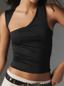 Asymmetric Neck Cut Out Tank Top