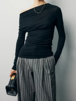 Asymmetric Off Shoulder Ruched Two Piece Skirt Set
