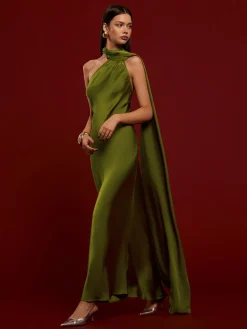 Asymmetrical Backless Satin Dress