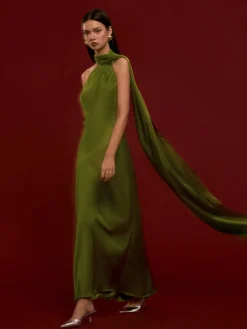 Asymmetrical Backless Satin Dress