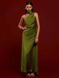 Asymmetrical Backless Satin Dress