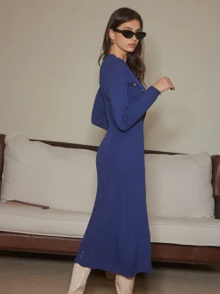 Asymmetrical Breasted Slim Sweater Dress