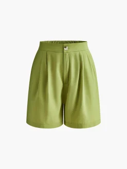 Asymmetrical Button Pleated Shorts Set