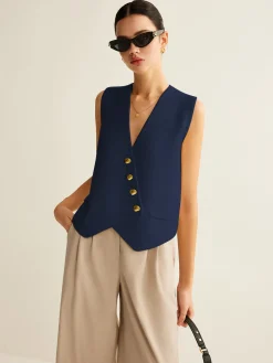 Asymmetrical Button Sweater Vest