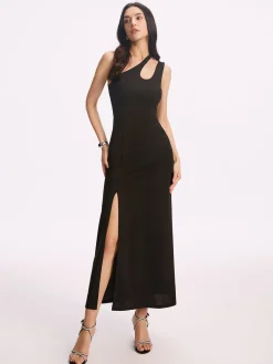 Asymmetrical Collar Long Dress