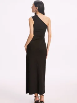 Asymmetrical Collar Long Dress