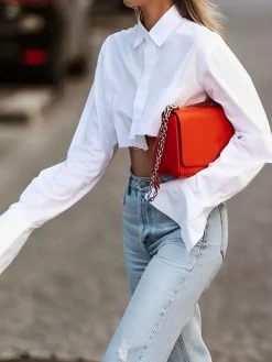 Asymmetrical Cotton Crop Shirt