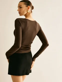 Asymmetrical Cutout Long Sleeve T-Shirt
