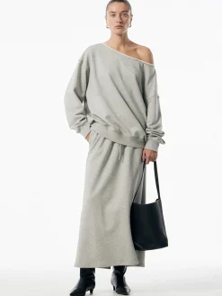 Asymmetrical Drawstring Pockets Skirt Set