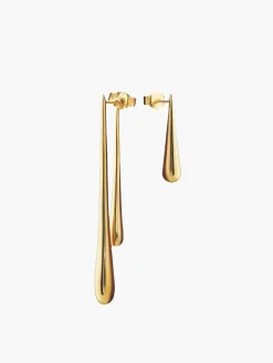 Asymmetrical Golden Water Drop Earrings