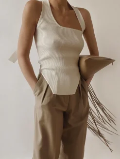 Asymmetrical Halter Rib Vest