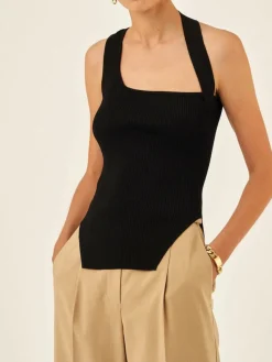 Asymmetrical Halter Rib Vest