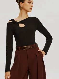 Asymmetrical Knotted Jersey Top