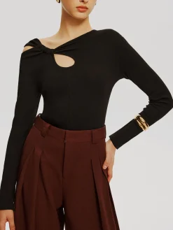 Asymmetrical Knotted Jersey Top