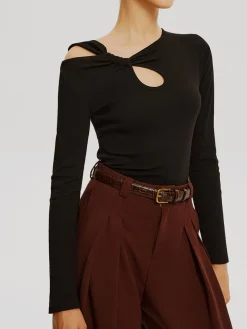 Asymmetrical Knotted Jersey Top