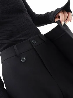 Asymmetrical Layer Button Wide Leg Dress Pants