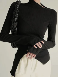 Asymmetrical Long Sleeve Slim Top
