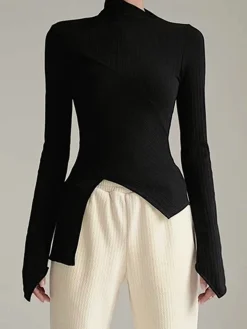 Asymmetrical Long Sleeve Slim Top