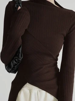 Asymmetrical Long Sleeve Slim Top