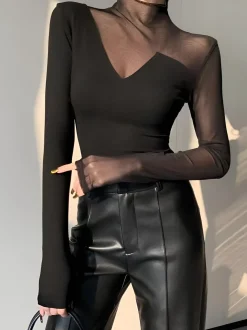 Asymmetrical Mesh Panel T-Shirt
