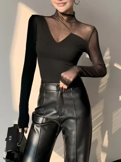 Asymmetrical Mesh Panel T-Shirt