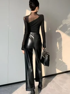 Asymmetrical Mesh Panel T-Shirt