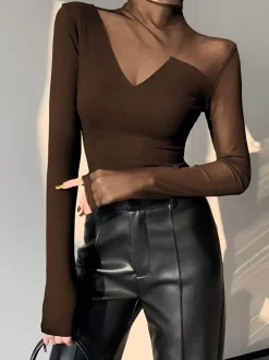 Asymmetrical Mesh Panel T-Shirt
