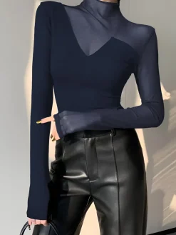 Asymmetrical Mesh Panel T-Shirt