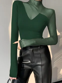 Asymmetrical Mesh Panel T-Shirt