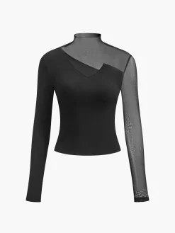 Asymmetrical Mesh Panel T-Shirt
