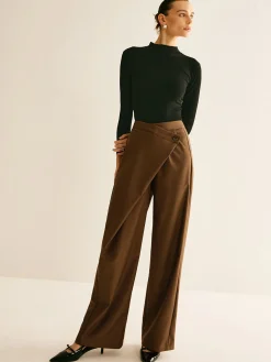 Asymmetrical Mid-Waist Straight Pants