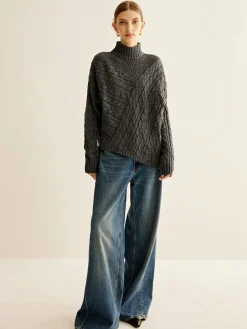 Asymmetrical Mock-Neck Sweater