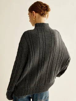 Asymmetrical Mock-Neck Sweater