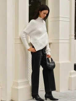Asymmetrical Mock-Neck Zipper Sweater