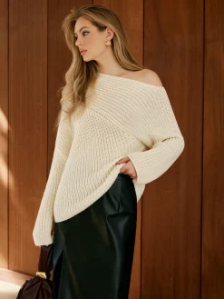 Asymmetrical Neck Shift Sweater
