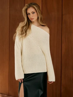 Asymmetrical Neck Shift Sweater