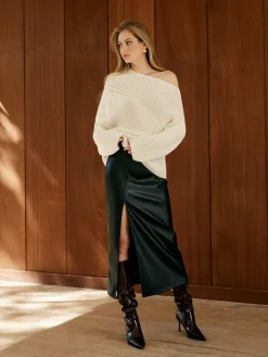 Asymmetrical Neck Shift Sweater