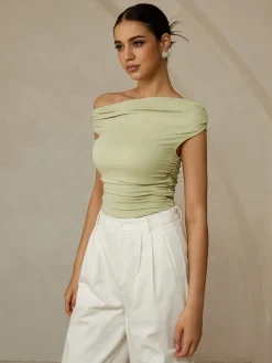 Asymmetrical Neck Sleeveless T-Shirt