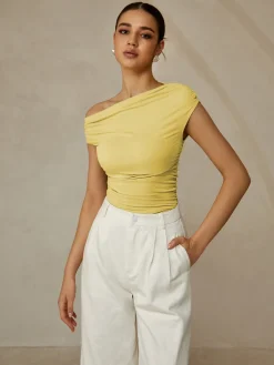 Asymmetrical Neck Sleeveless T-Shirt